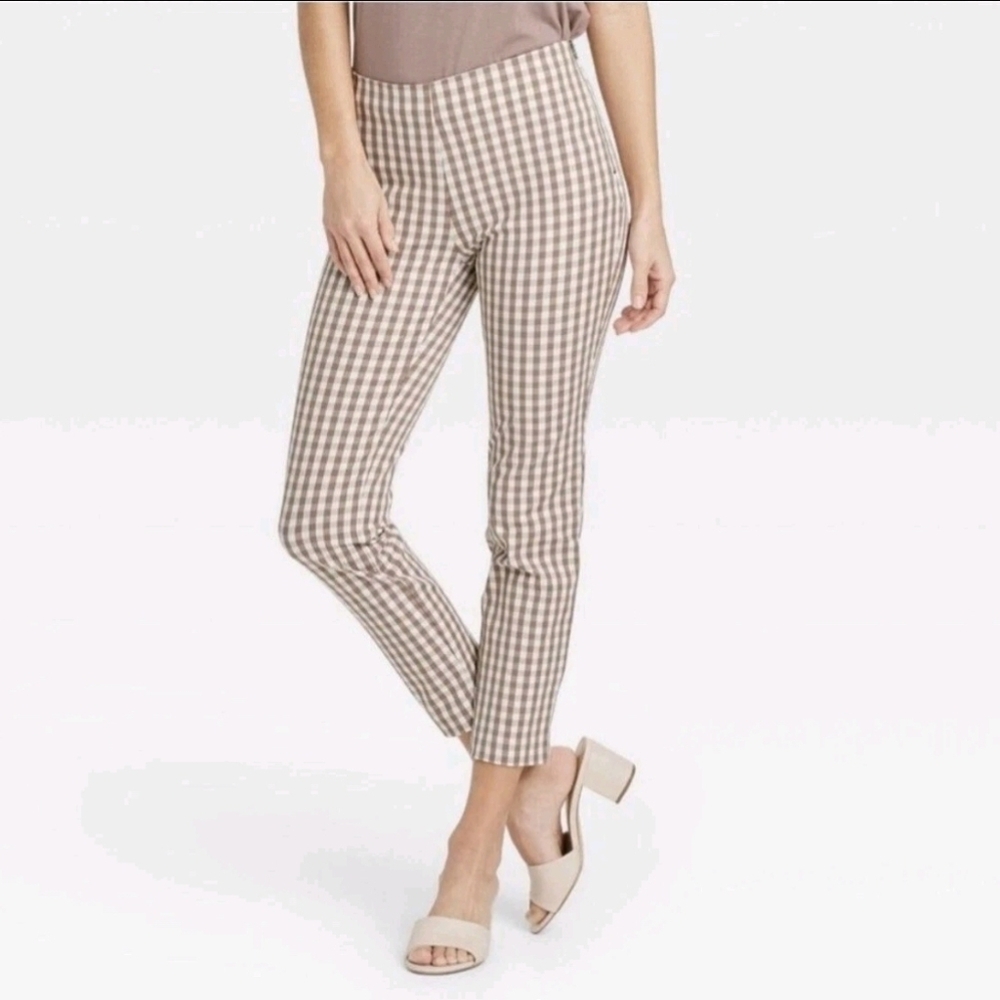 a new day Women's Brown Gingham Pants